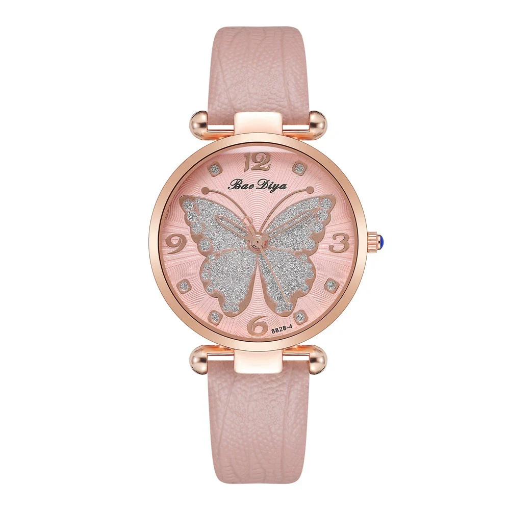 Women's Alloy And Pu Belt Watch With Glitter Face Butterfly Pattern And Round Dial - Image 10