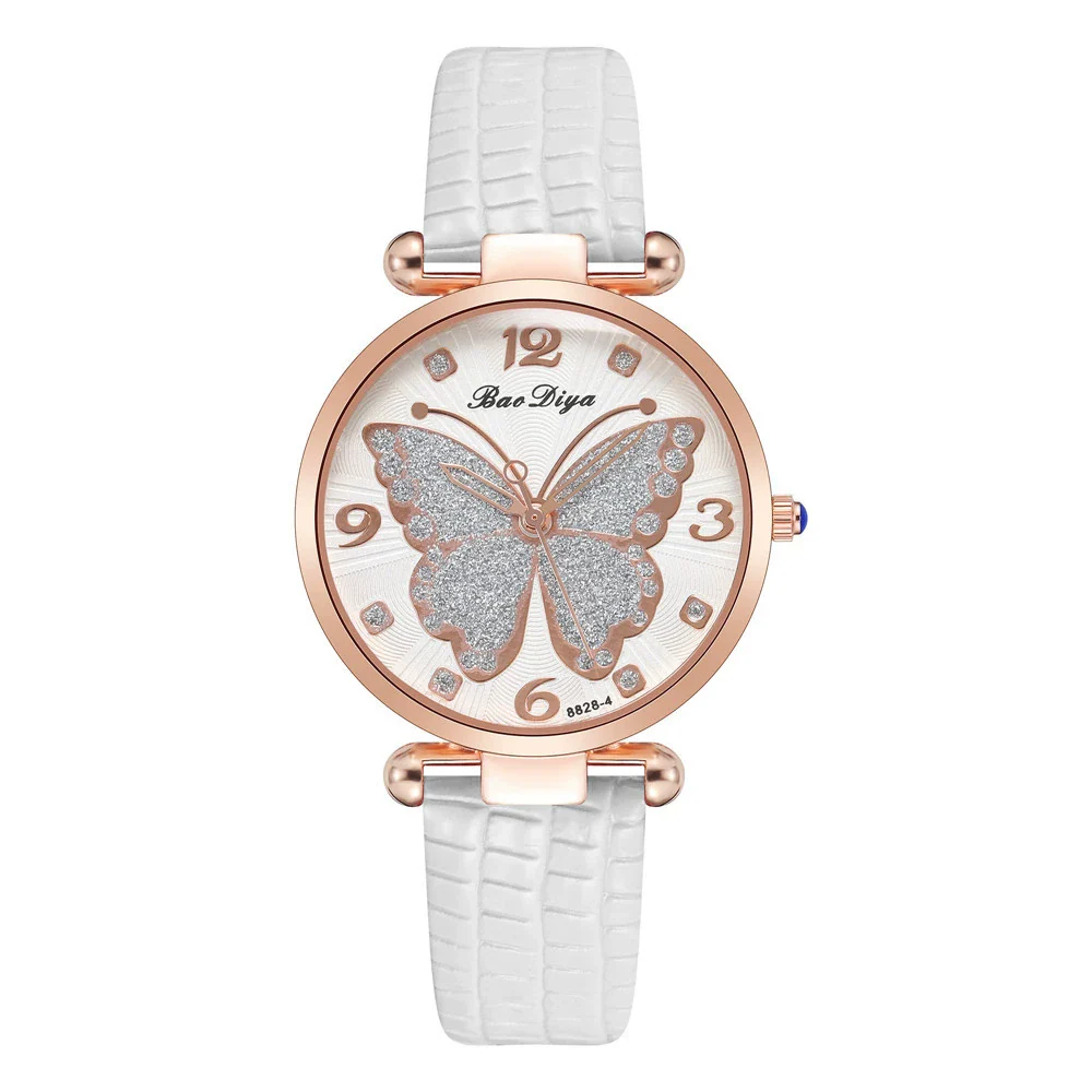 Women's Alloy And Pu Belt Watch With Glitter Face Butterfly Pattern And Round Dial - Image 5