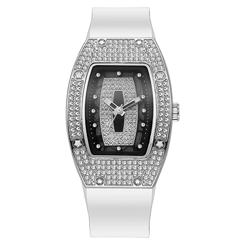 Women's Alloy And Stainless Steel Barrelshaped Diamondencrusted Quartz Fashion Watch - Image 6