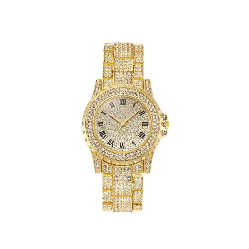 Women's Alloy And Stainless Steel Diamondencrusted Fashion Quartz Watch With Round Roman Dial - Image 6