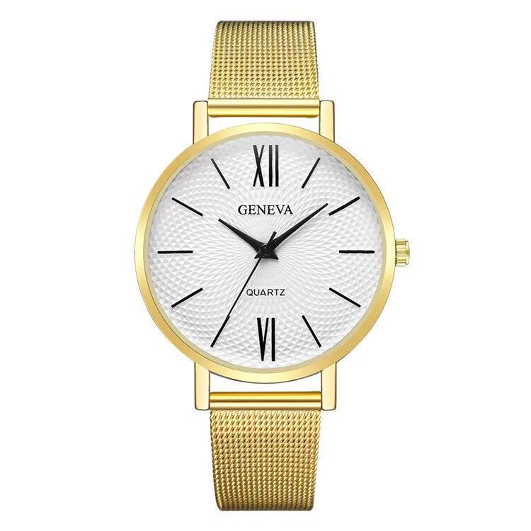 Women's Alloy And Stainless Steel Fashion Printed Round Dial Quartz Watch With Mesh Band - Image 10