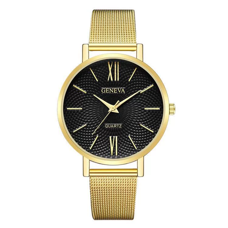 Women's Alloy And Stainless Steel Fashion Printed Round Dial Quartz Watch With Mesh Band - Image 11