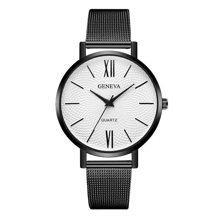Women's Alloy And Stainless Steel Fashion Printed Round Dial Quartz Watch With Mesh Band - Image 5