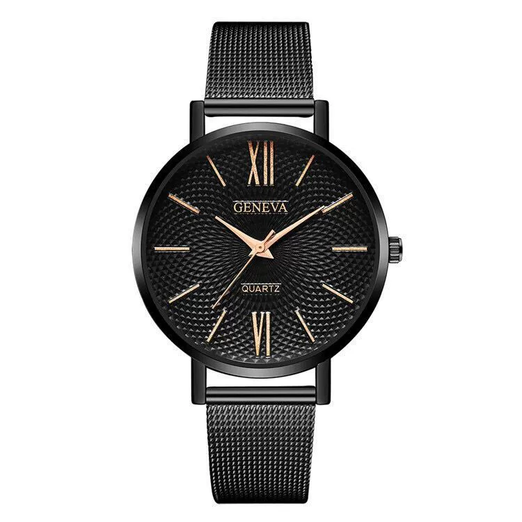 Women's Alloy And Stainless Steel Fashion Printed Round Dial Quartz Watch With Mesh Band - Image 7
