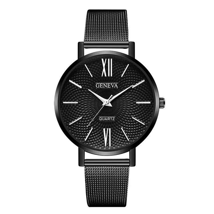 Women's Alloy And Stainless Steel Fashion Printed Round Dial Quartz Watch With Mesh Band - Image 8