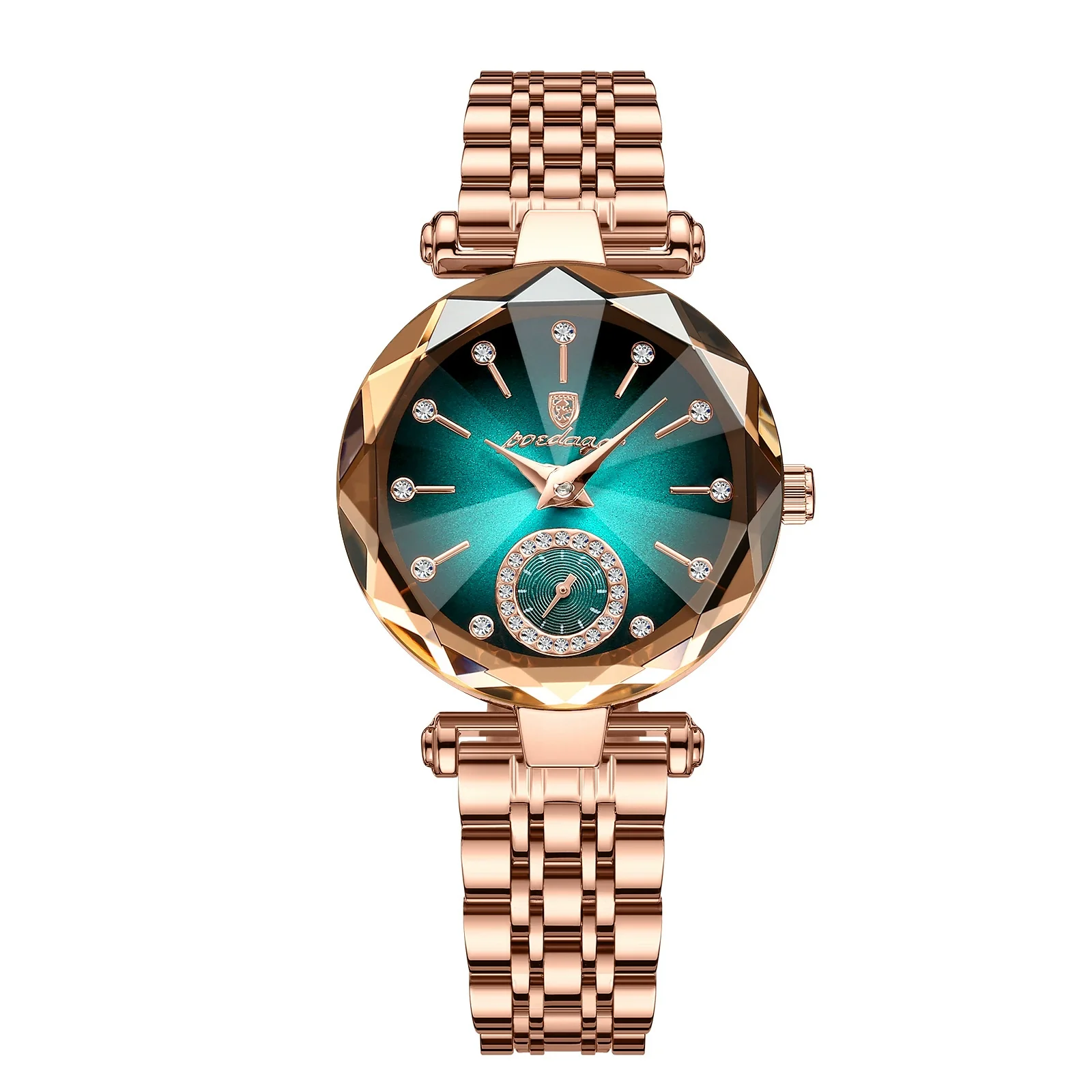 Women's Alloy And Stainless Steel Waterproof Round Quartz Watch With Diamondcut And Butterfly Double Snap Buckle - Image 3