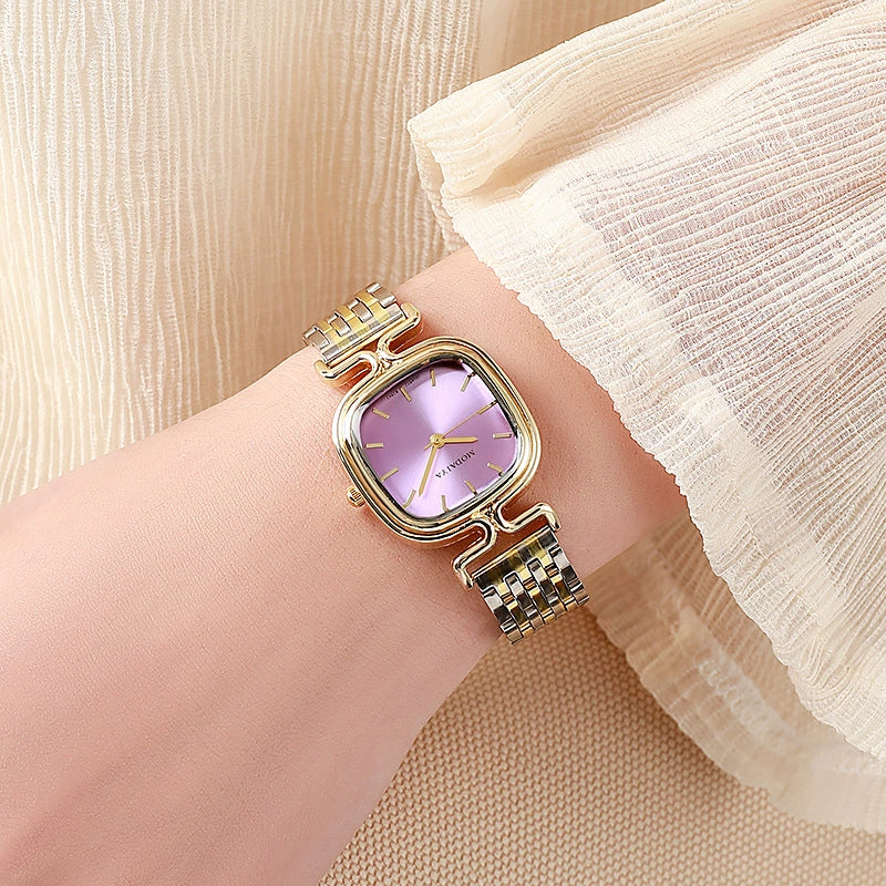 Women's Alloy And Steel Belt Square Dial Quartz Watch Light Luxury Casual Fashionable - Image 4