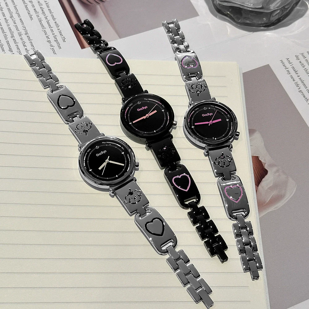 Women's Alloy Band Round Dial Leisure Style Carved Love Puppy Wrist Watch - Image 4