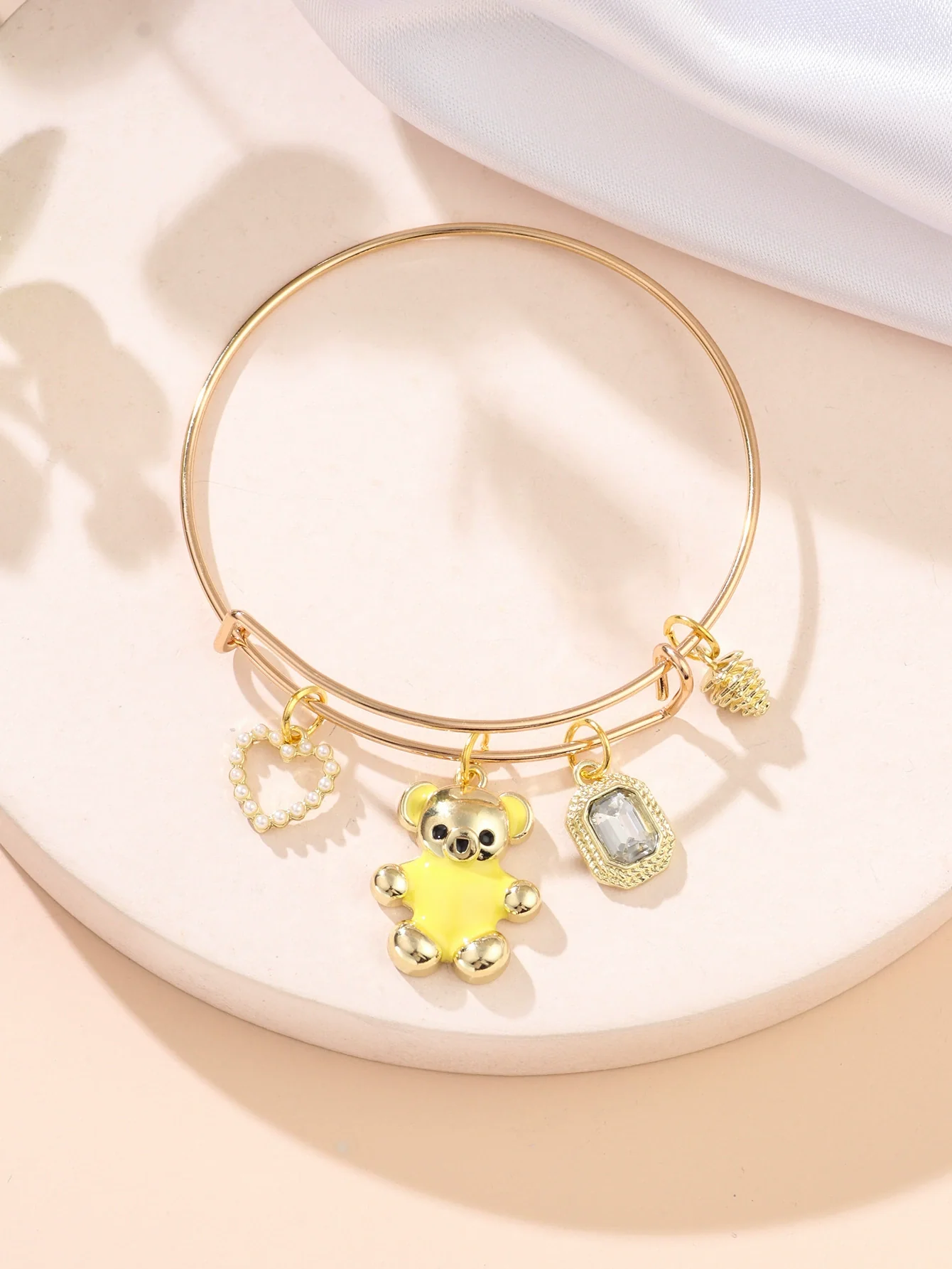 Women's Alloy Bear Bracelet With The Crown Pattern And Microinlay Process In Hot Pink Color - Image 11