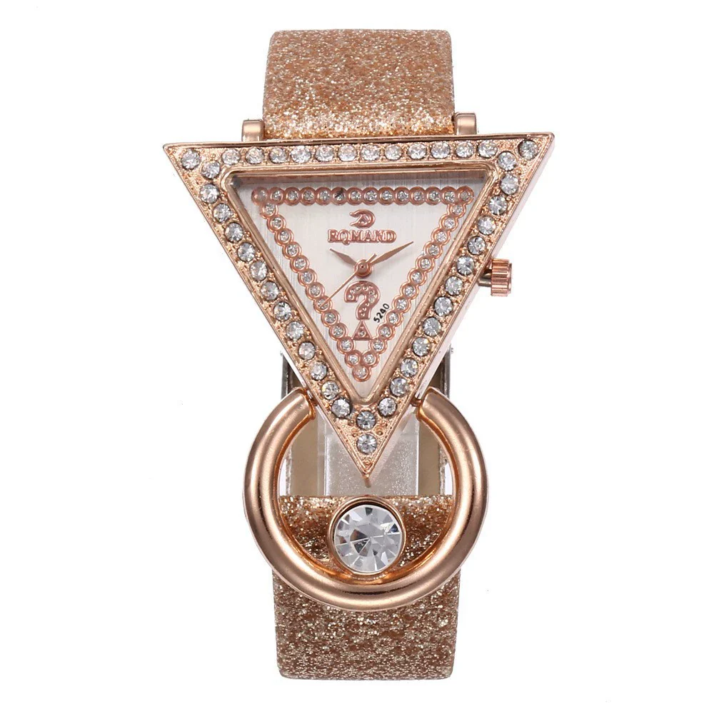 Women's Alloy Case Imitation Leather Strap Round Dial Quartz Watch With Stainless Steel Clasp And Frosted Strap - Image 4