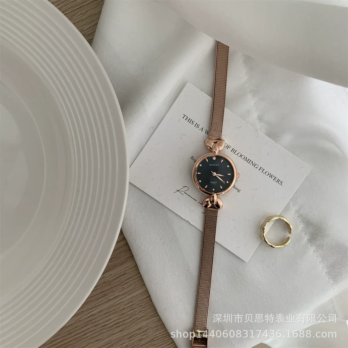 Women's Alloy Case Ordinary Glass Mirror Highend Fragrant Style Simple Elegant Small Dial Watch - Image 6