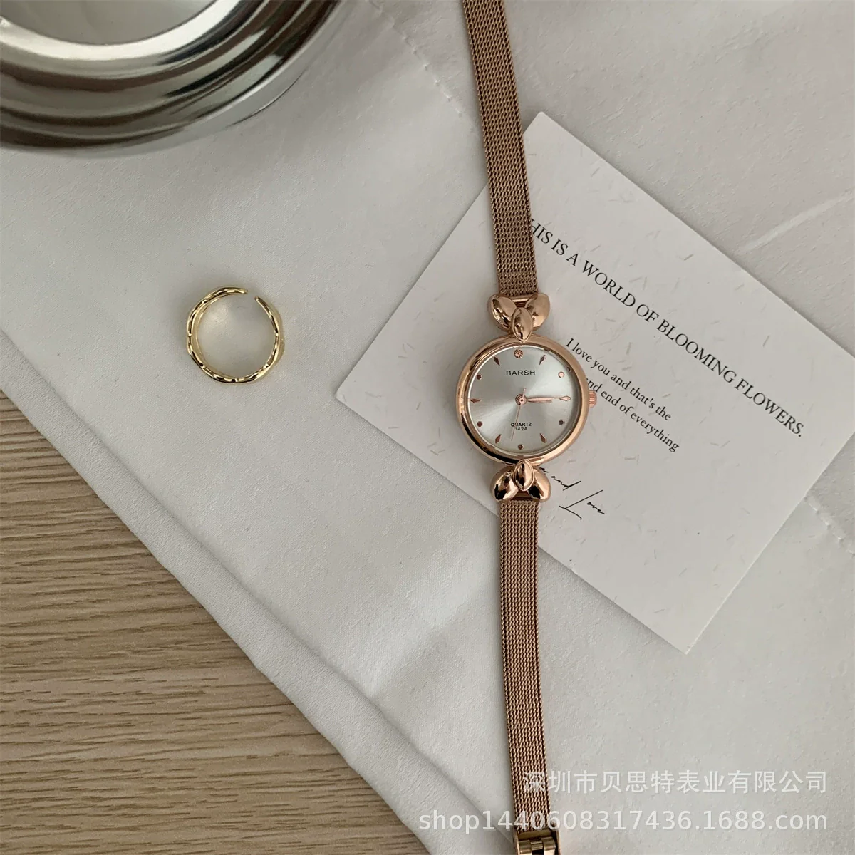 Women's Alloy Case Ordinary Glass Mirror Highend Fragrant Style Simple Elegant Small Dial Watch - Image 7