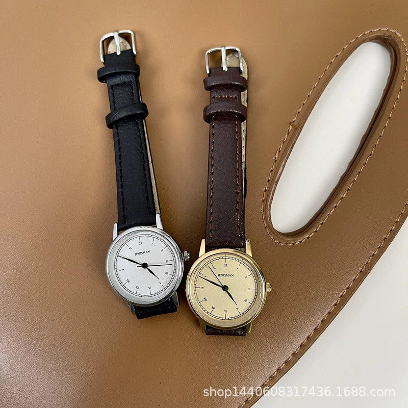 Women's Alloy Case Quartz Watch With Golden Dial Roman Digital And Small Round Shape Leisure Style - Image 3