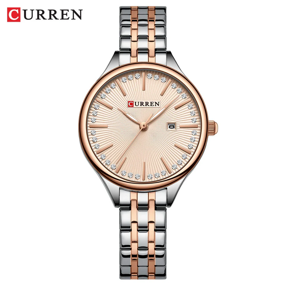Women's Alloy Case Stainless Steel Band Round Dial Quartz Casual Rhinestone Watch - Image 5