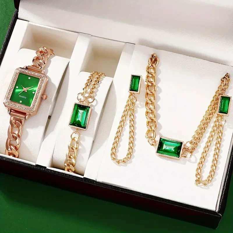 Women's Alloy Case Stainless Steel Strap Square Quartz Watch With Matching Jewelry Set Fashion Simple Elegant Leisure Style - Image 7