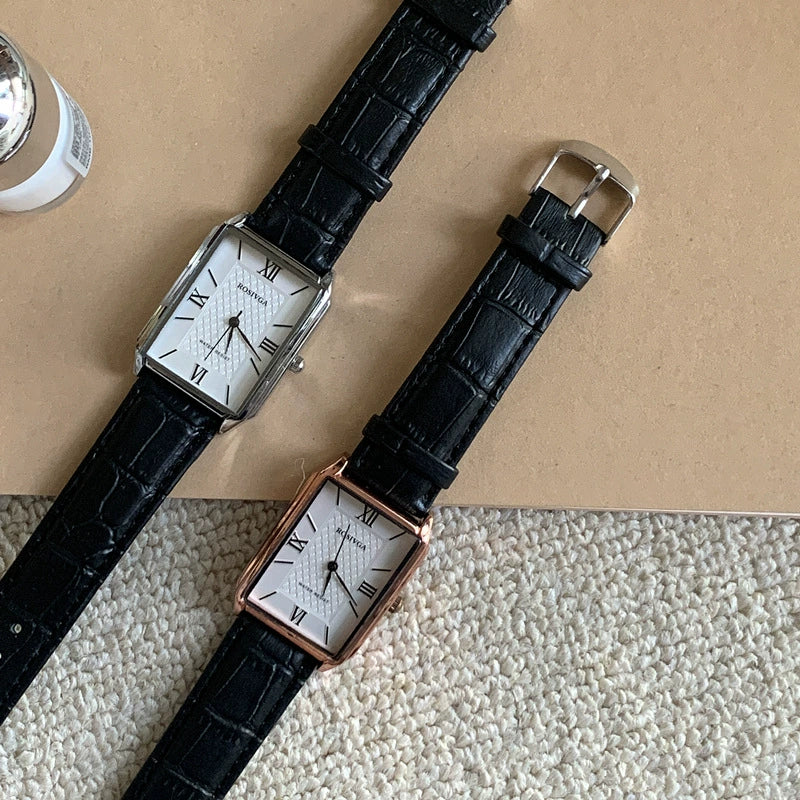 Women's Alloy Case Watch Simple Elegant Retro Roman Large Square Dial Leisure Style - Image 2