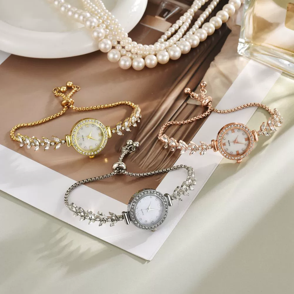 Women's Alloy Casual Round Dial Watch With Spiral Crown And Titanium Metal Doublesided Button - Image 2