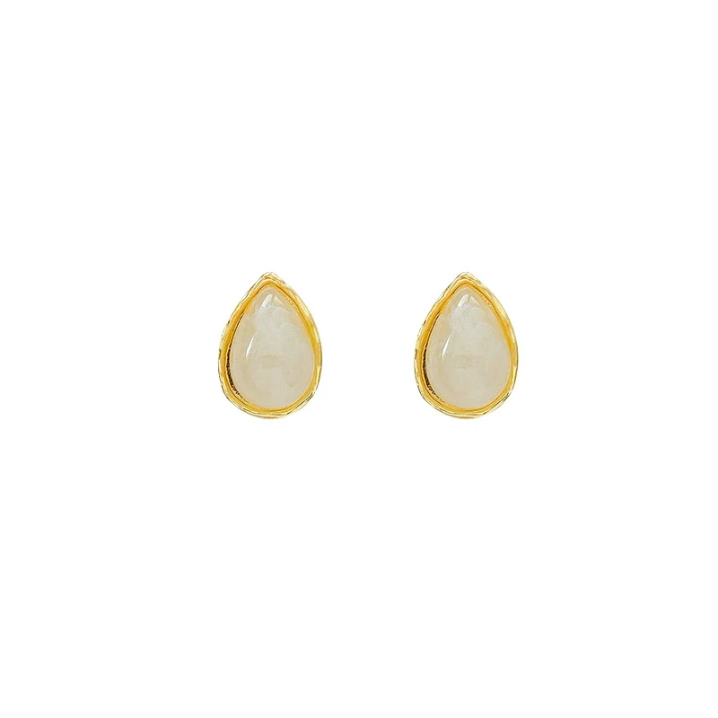Women's Alloy Electroplated Cat's Eye Stone Drop Shape Earrings Light Luxury Minimalist Style - Image 4
