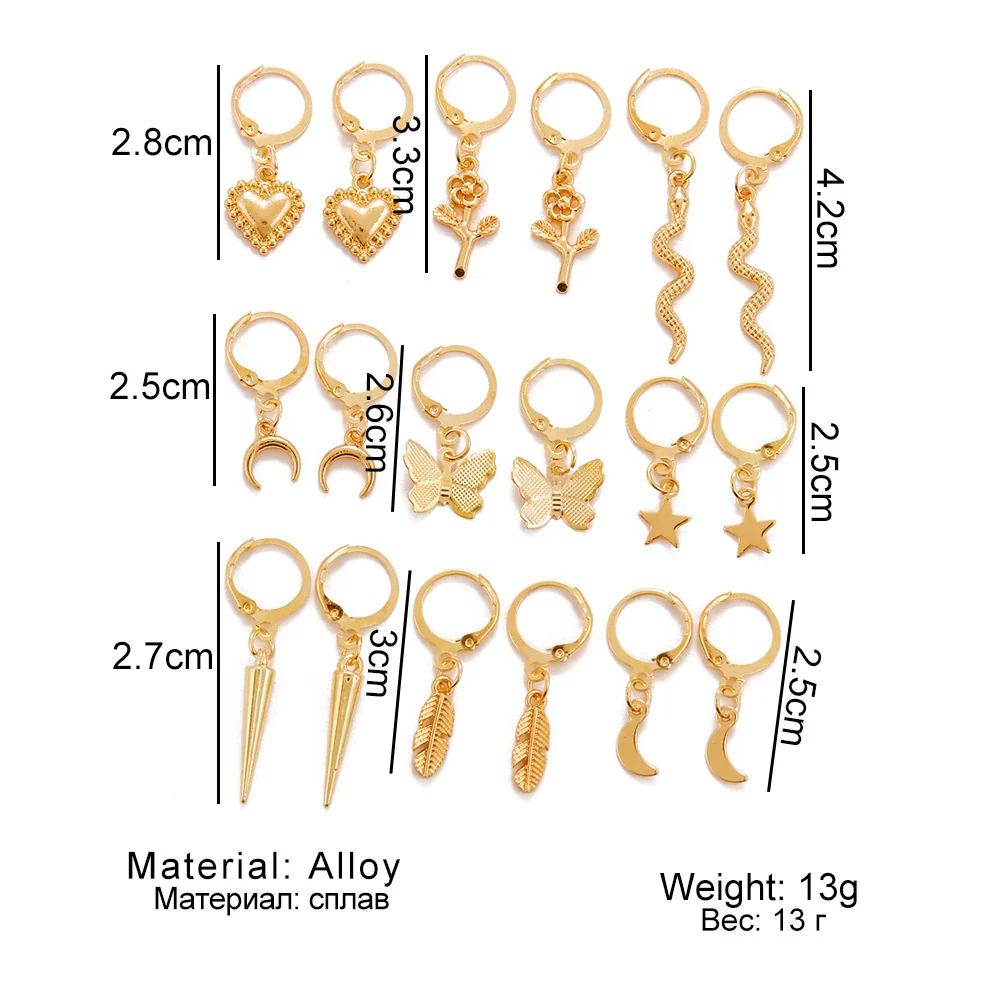 Women's Alloy Fashion Popular Butterfly Love Heart Earrings Jewelry With Electroplating - Image 10