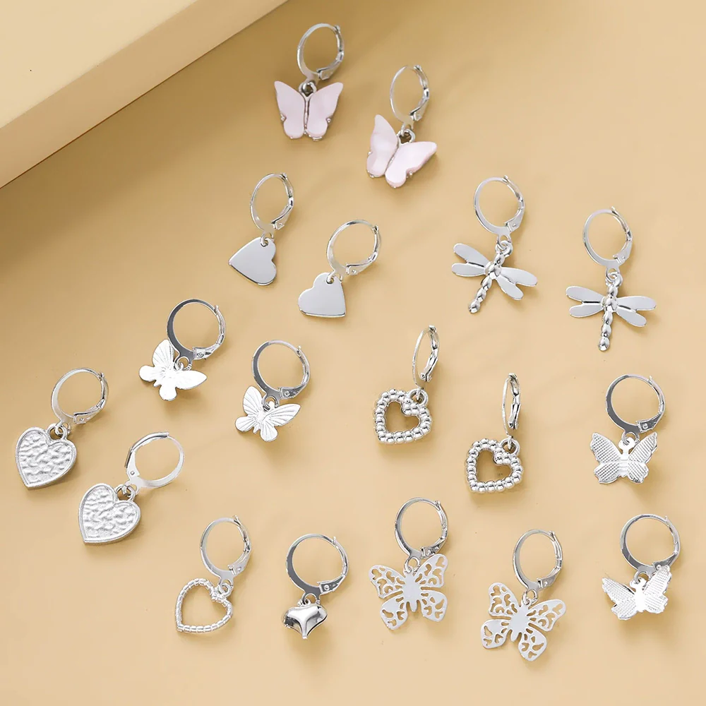 Women's Alloy Fashion Popular Butterfly Love Heart Earrings Jewelry With Electroplating - Image 4