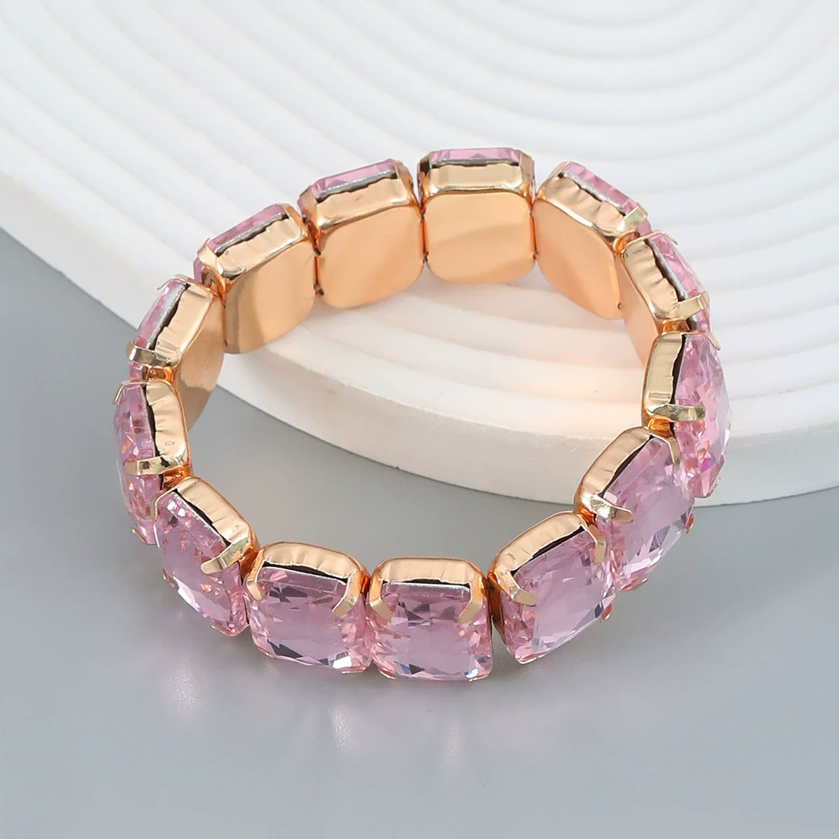 Women's Alloy Geometric Diamond Hip Hop Punk Style Telescopic Elastic Bracelet - Image 4