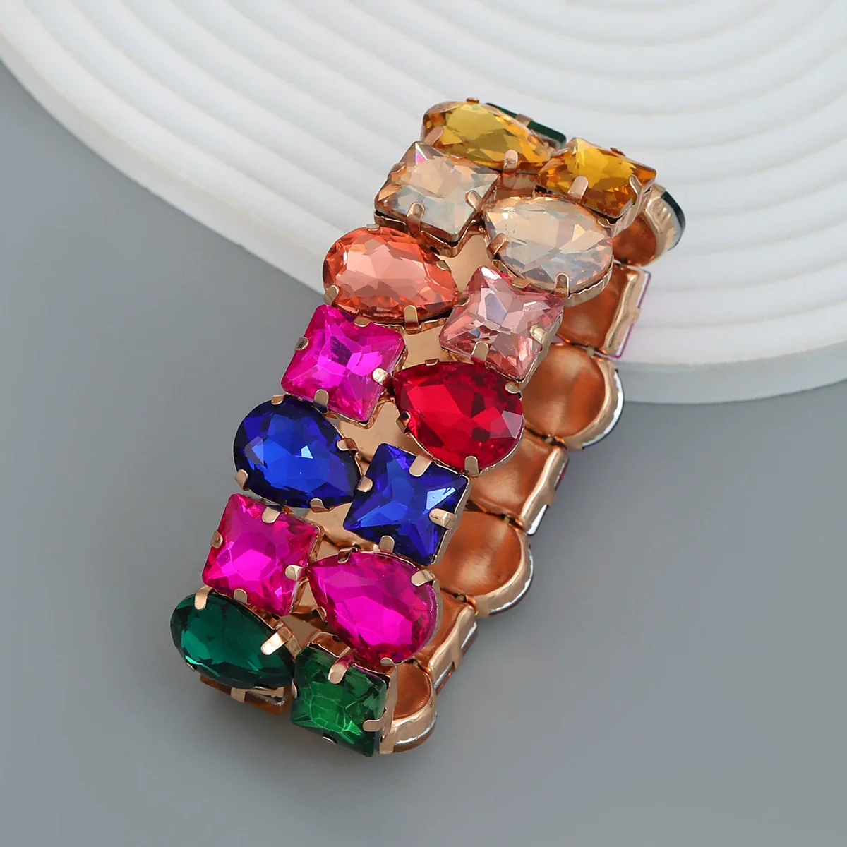Women's Alloy Geometric Diamond Hip Hop Retractable Elastic Bracelet - Image 4