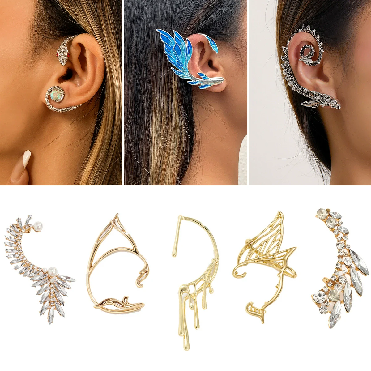 Women's Alloy Geometric Style Electroplated Earring Ear Hanging Ear Clip Ear Bone Clip - Image 3