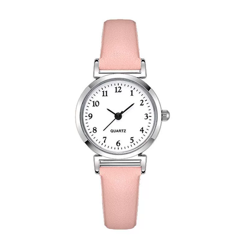 Women's Alloy Mineral Reinforced Glass Mirror Imitation Leather Strap Round Quartz Watch - Image 5