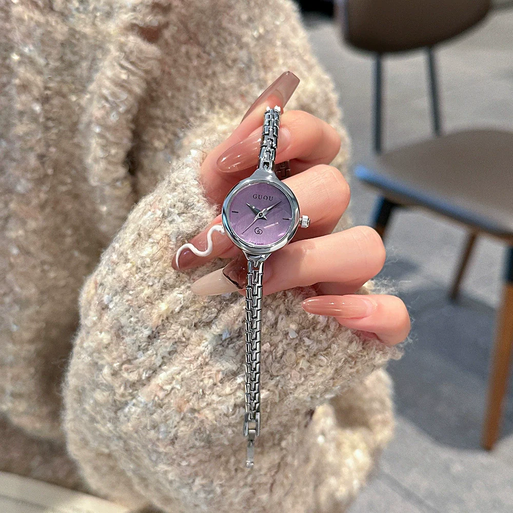 Women's Alloy Quartz Watch Round Dial Retro Fashion Style Jewelry Buckle Mineral Reinforced Glass Mirror - Image 2