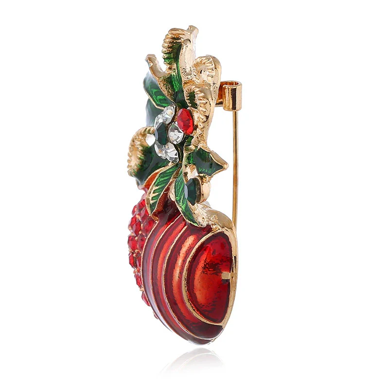 Women's Alloy Red Apple Brooch With Electroplating - Image 5