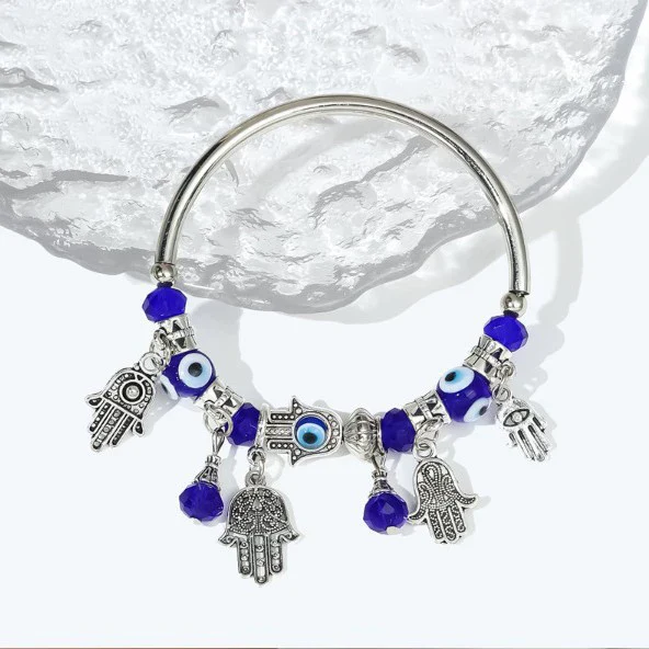 Women's Alloy Resin Minimalist Cartoon Characters Palm Devil's Eye Bracelet - Image 3