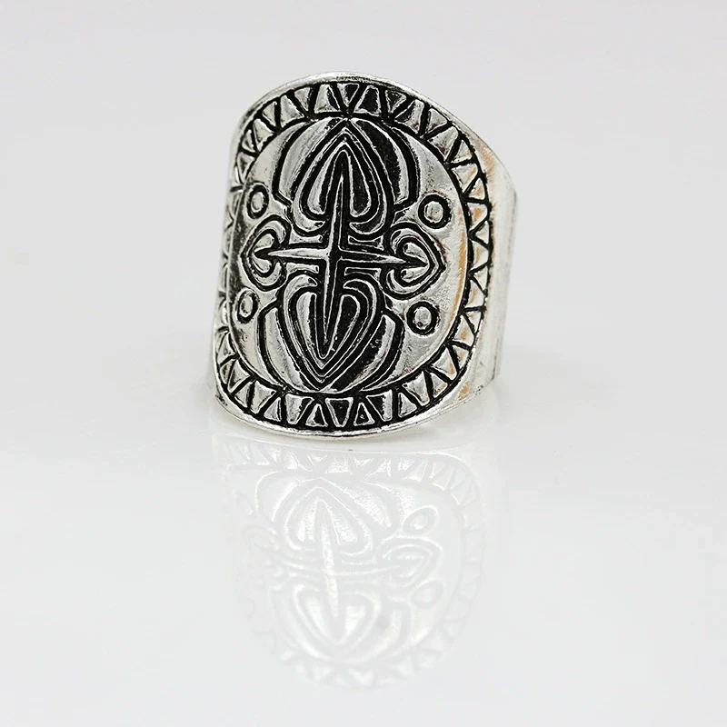 Women's Alloy Retro Carved Geometric Totem Finger Ring With Electroplating - Image 10