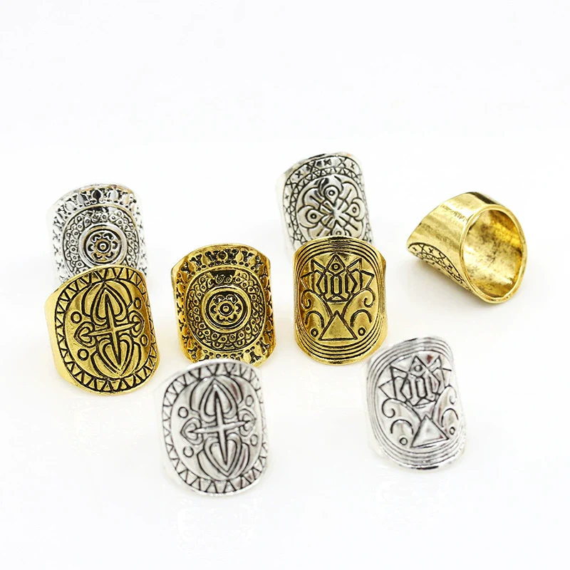 Women's Alloy Retro Carved Geometric Totem Finger Ring With Electroplating - Image 2