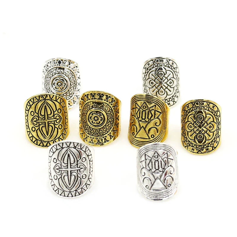 Women's Alloy Retro Carved Geometric Totem Finger Ring With Electroplating - Image 3