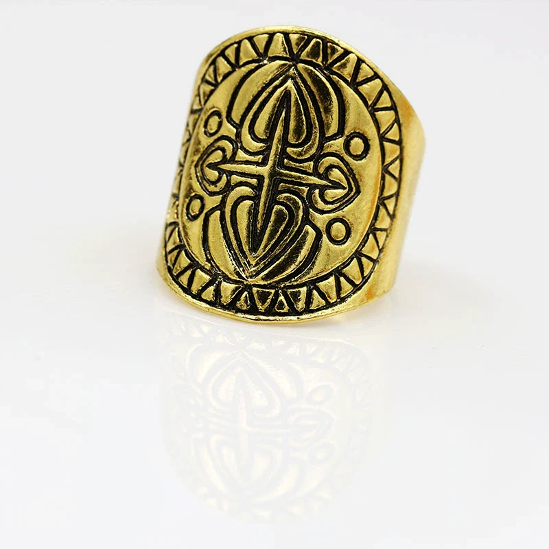 Women's Alloy Retro Carved Geometric Totem Finger Ring With Electroplating - Image 7