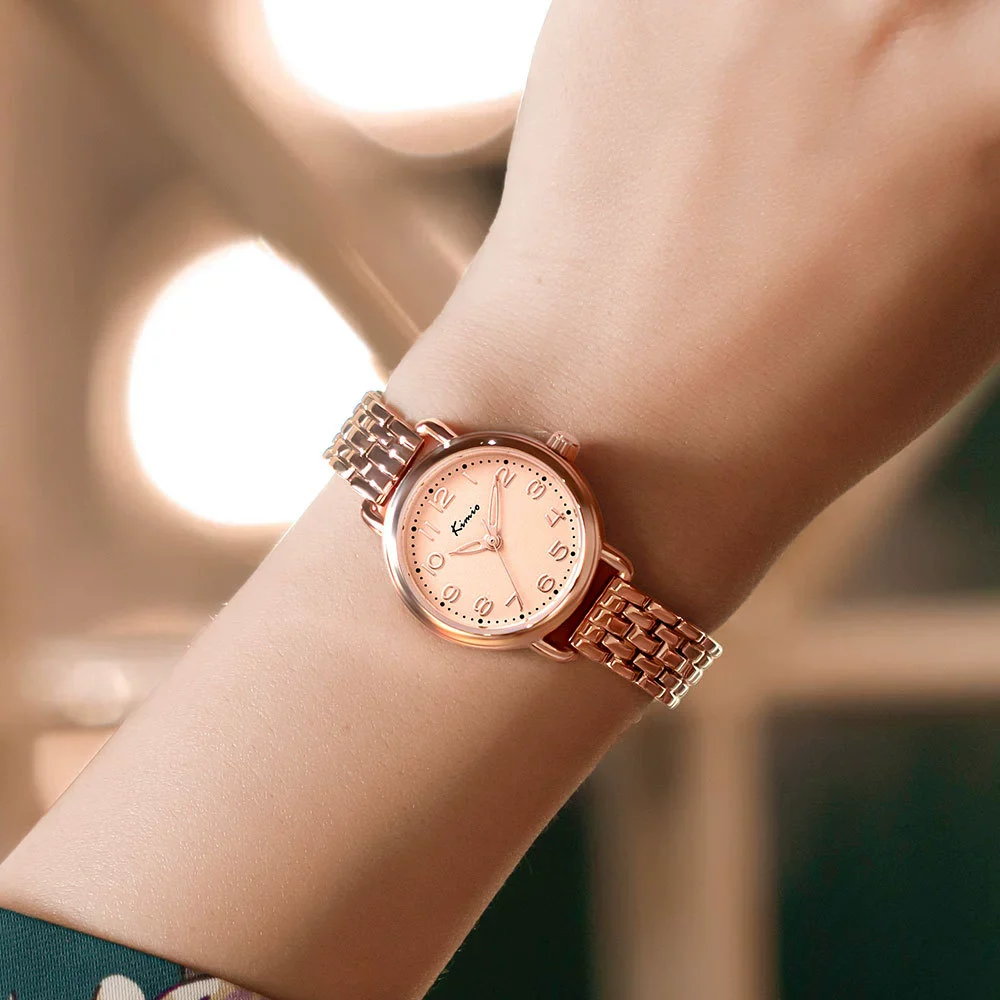 Women's Alloy Rose Gold Buckle Round Dial Fashionable Watch - Image 3