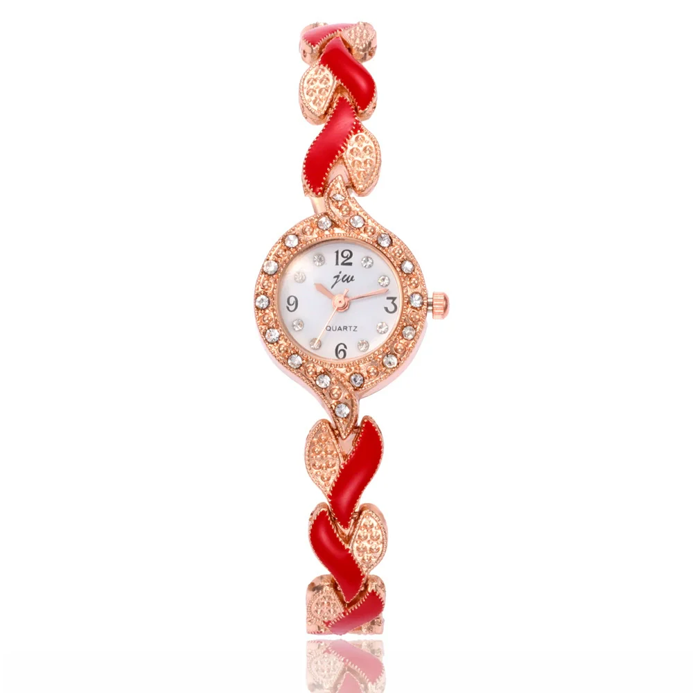 Women's Alloy Round Dial Quartz Watch And Leaf Bracelet Set - Image 14