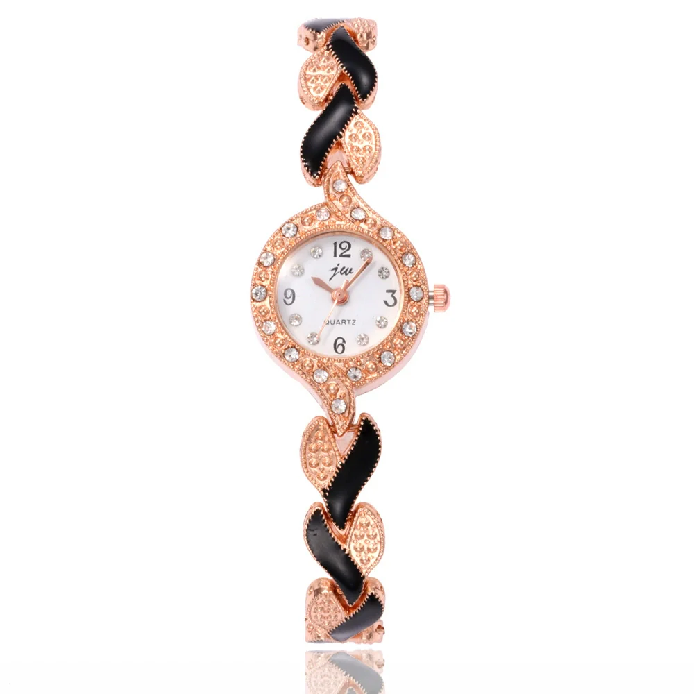 Women's Alloy Round Dial Quartz Watch And Leaf Bracelet Set - Image 5