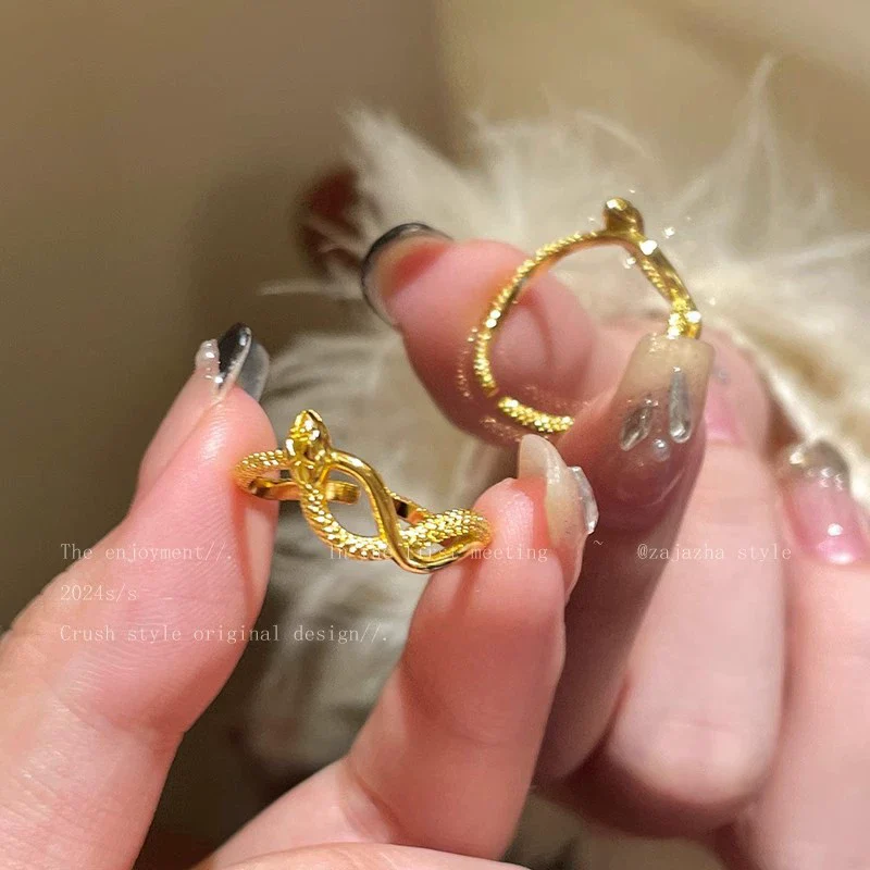 Women's Alloy Snake Zodiac Open Ring With Electroplating Design - Image 2