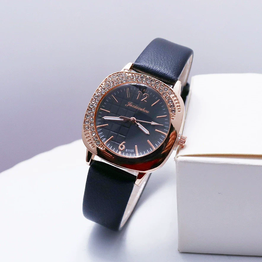 Women's Alloy Square Fashion Quartz Watch With Pu Strap And Diamondencrusted Design - Image 7