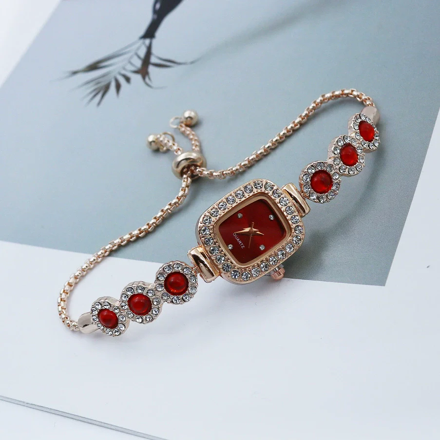 Women's Alloy Square Quartz Bracelet Watch Fashion Diamondencrusted - Image 3