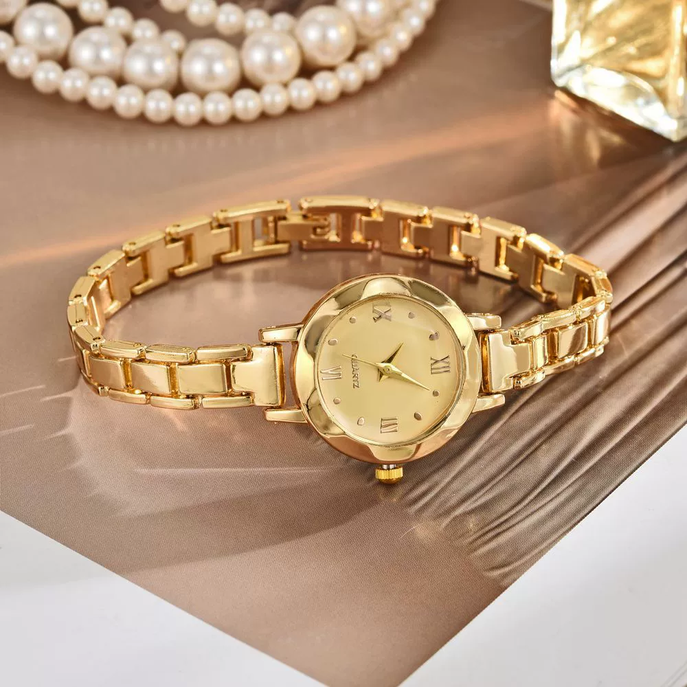 Women's Alloy Strap Round Dial Casual Retro Light Luxury Student Watch - Image 6