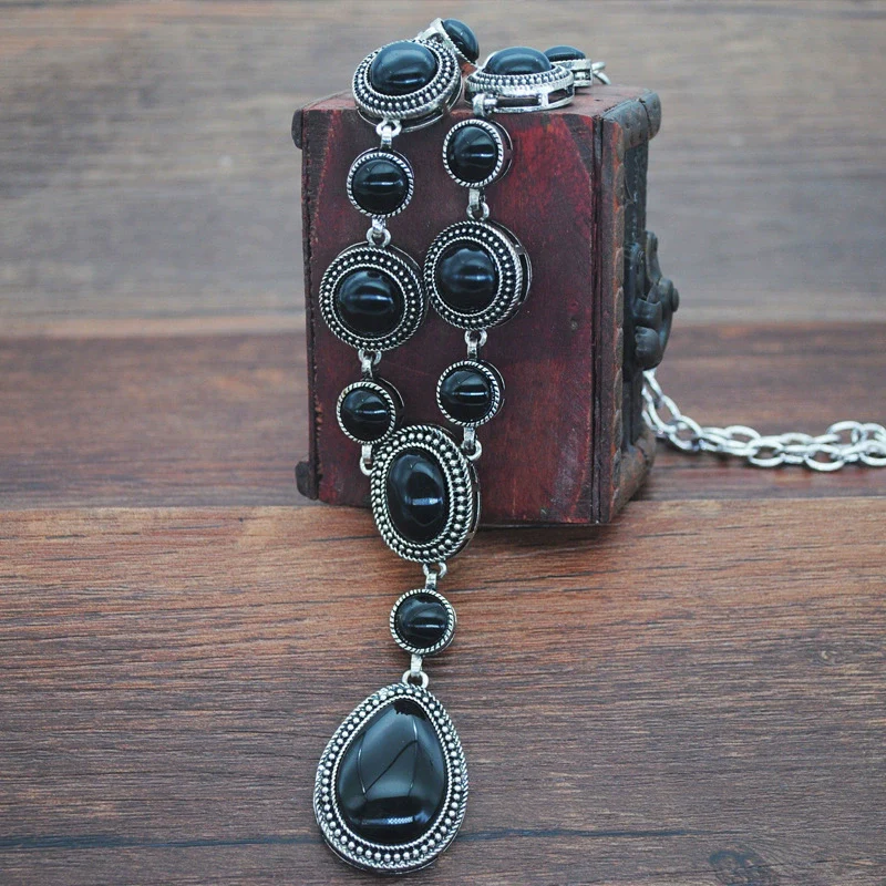 Women's Alloy Turquoise Drop Shape Electroplated Jewelry Pendant Necklace - Image 6