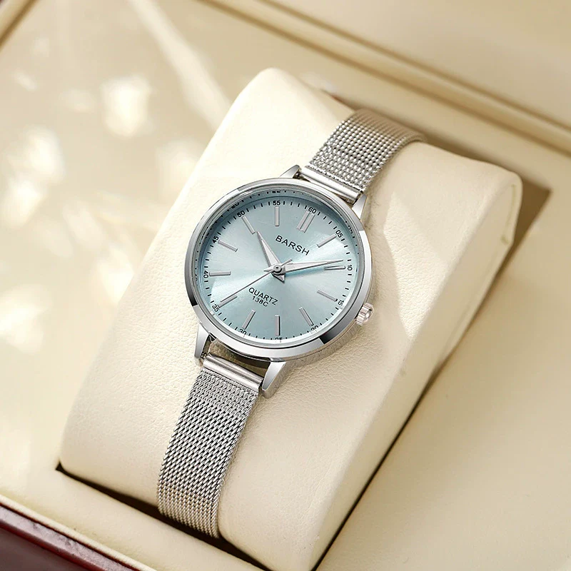 Women's Alloy Watch With Round Dial And Stainless Steel Clasp Simple Elegant Light Luxury Style