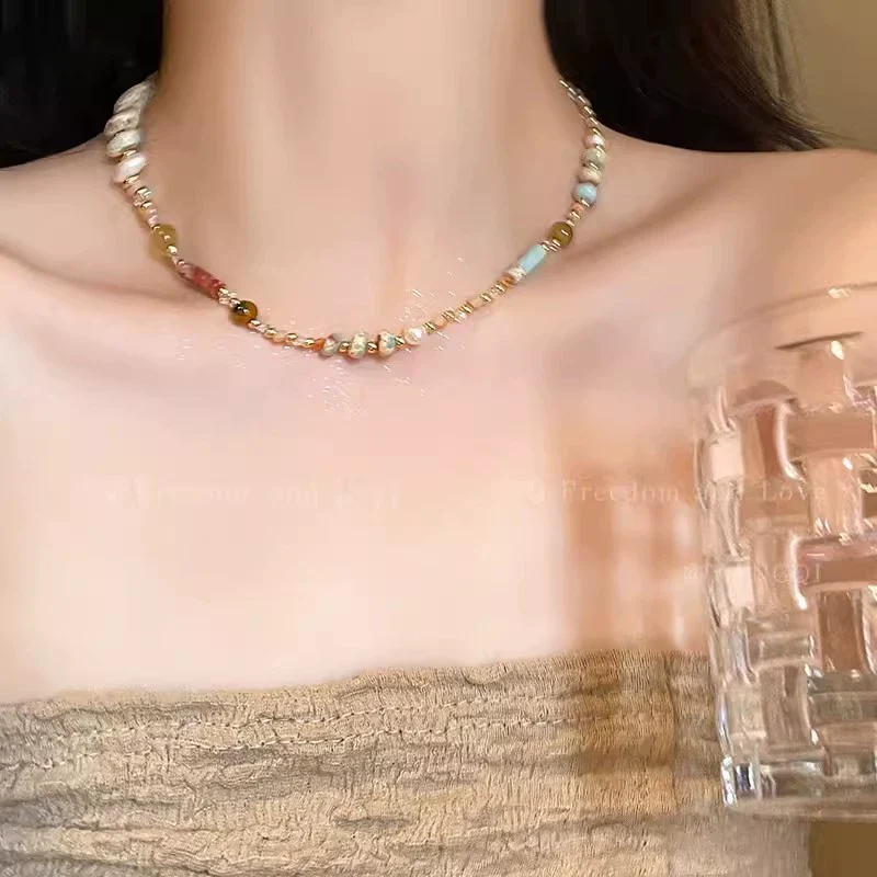 Women's Beaded Alloy Necklace With Geometric Pattern And Electroplating Treatment - Image 6