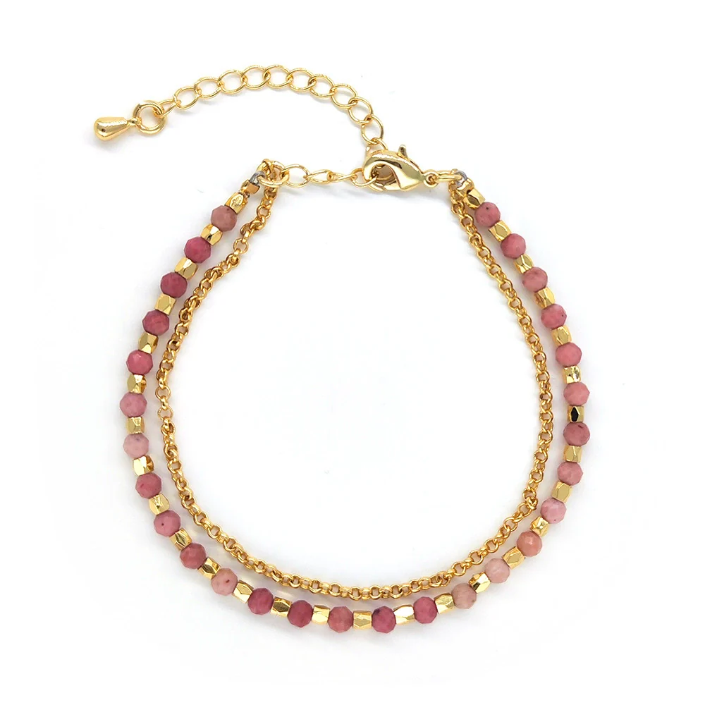 Women's Beaded Natural Tourmaline Stone Handwoven Geometric Multilayer Bracelet - Image 7