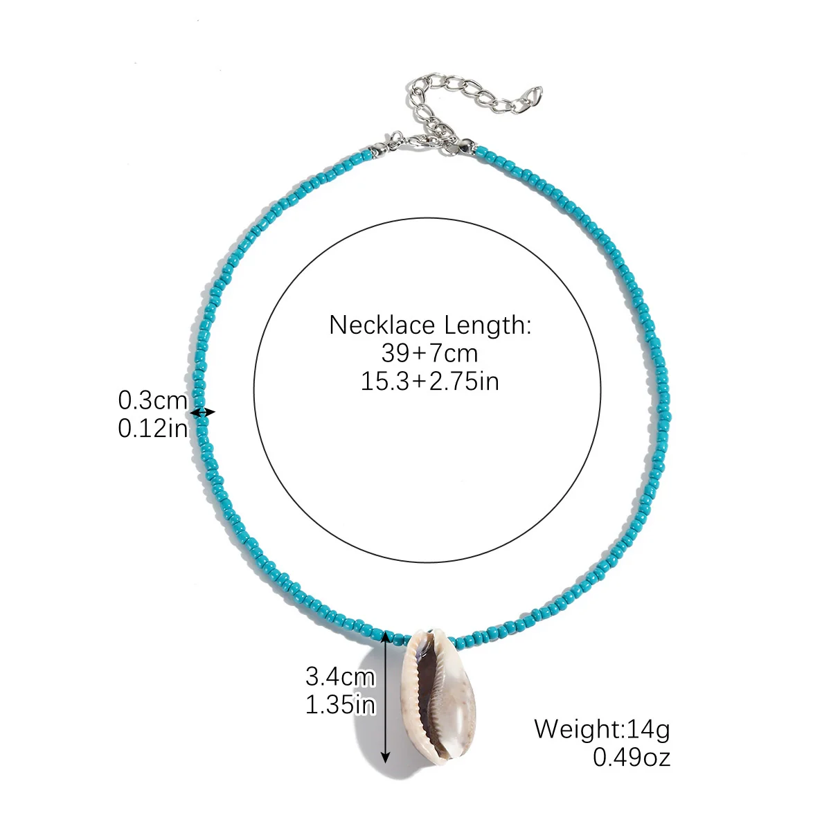 Women's Beaded Organic Glass Ball Chain Necklace With Geometric Pattern And Polishing Process - Image 11