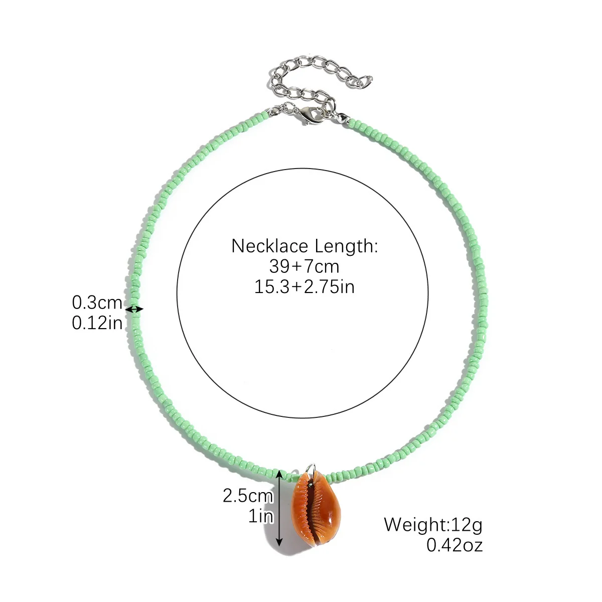 Women's Beaded Organic Glass Ball Chain Necklace With Geometric Pattern And Polishing Process - Image 12