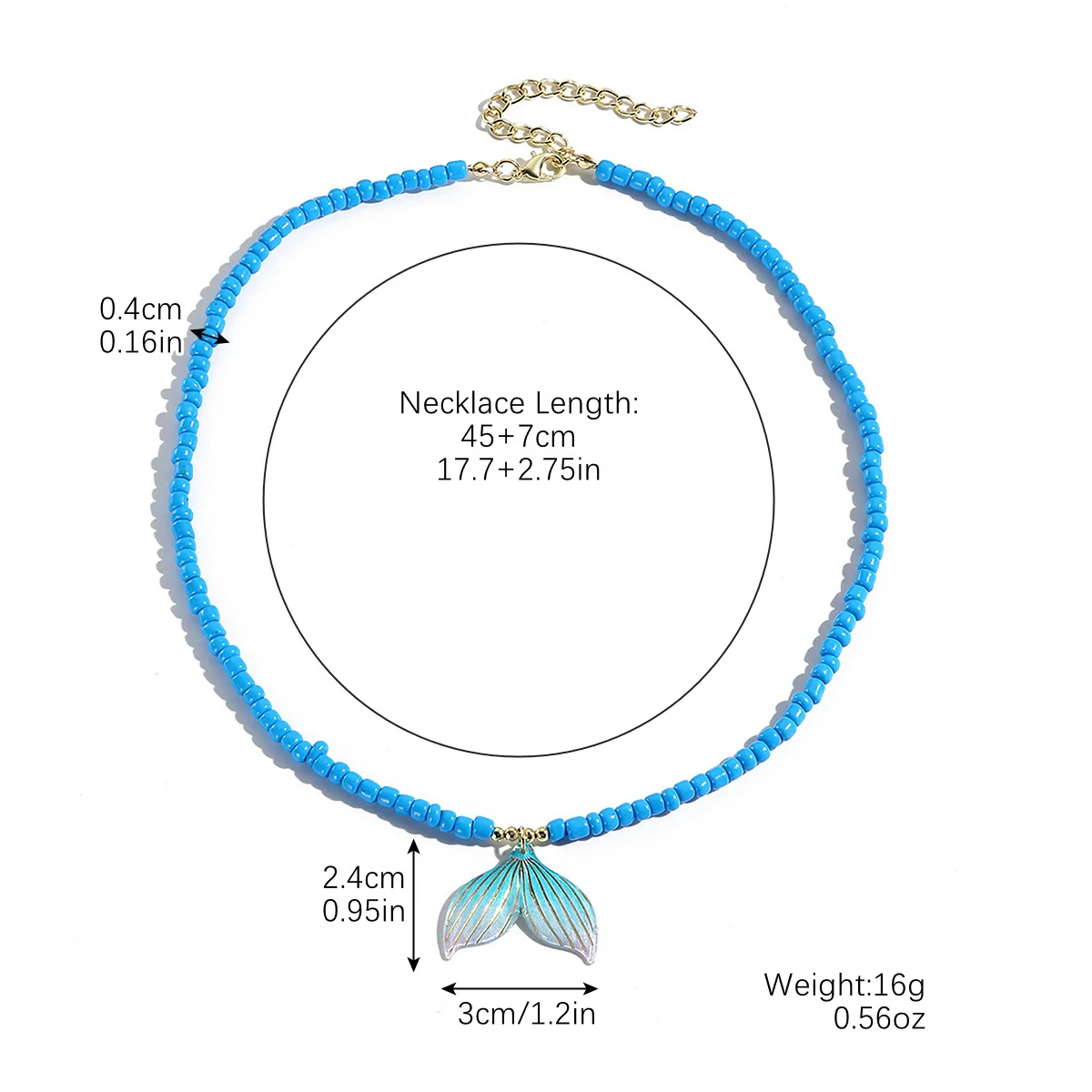 Women's Beaded Organic Glass Ball Chain Necklace With Geometric Pattern And Polishing Process - Image 5