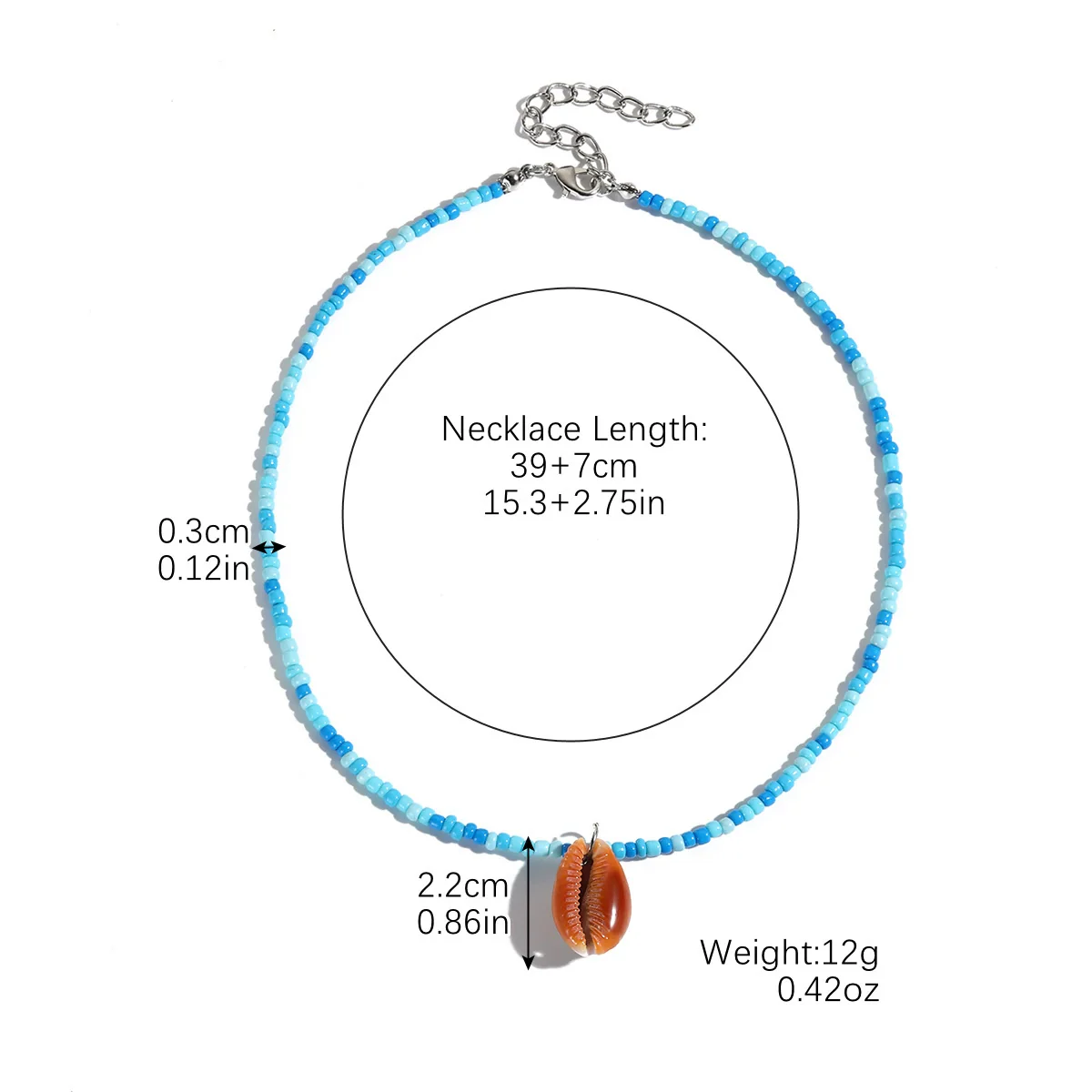 Women's Beaded Organic Glass Ball Chain Necklace With Geometric Pattern And Polishing Process - Image 9